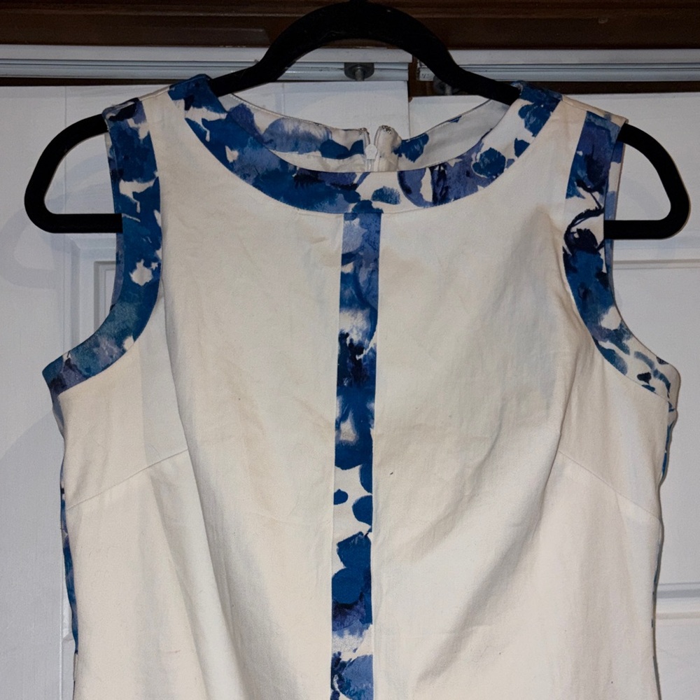 Lauren Ralph Lauren White Dress with Blue Floral Accents - Picture 2 of 9